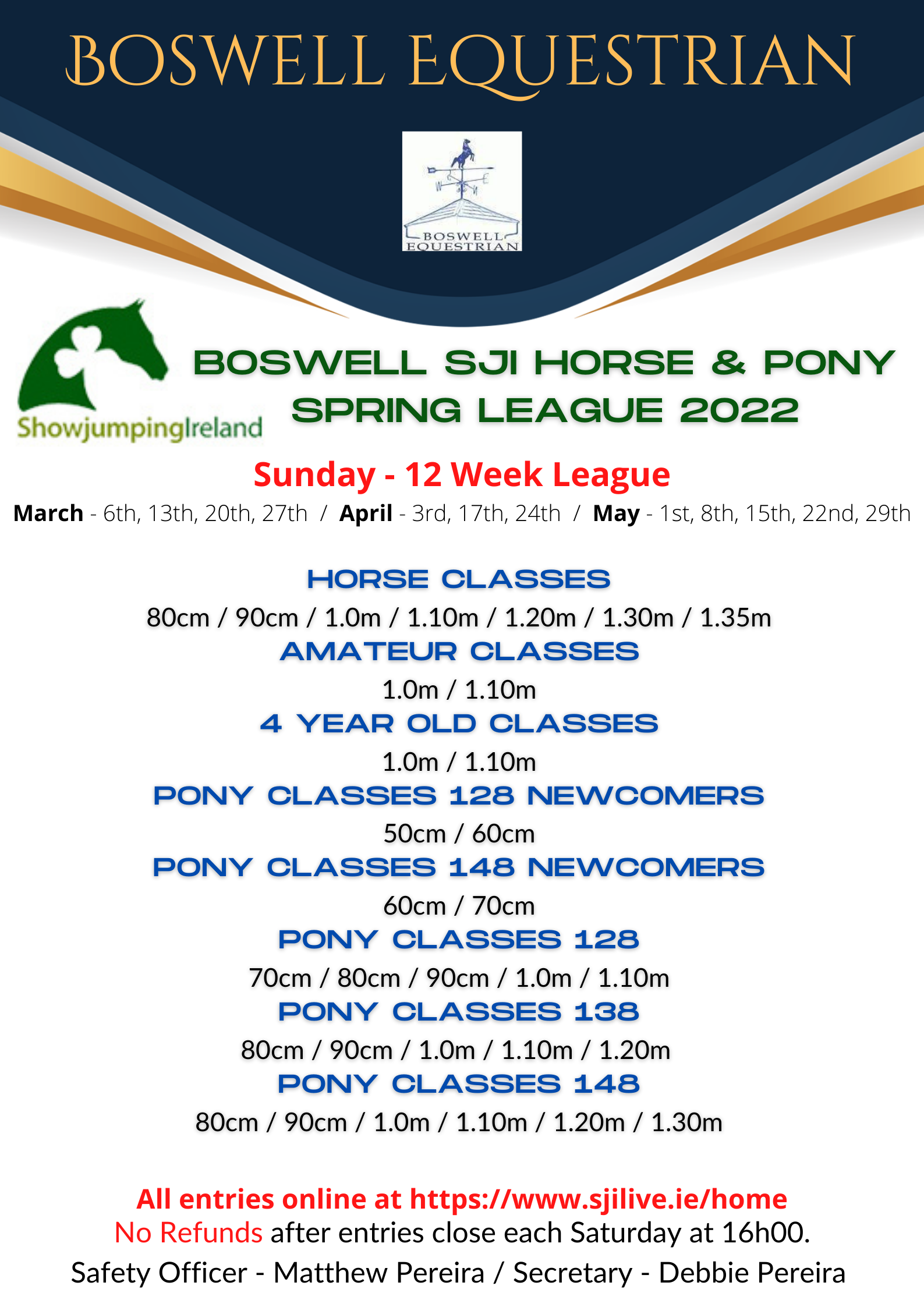 Boswell Equestrian SJI Horse & Pony Spring League 2022 – 12 Week League