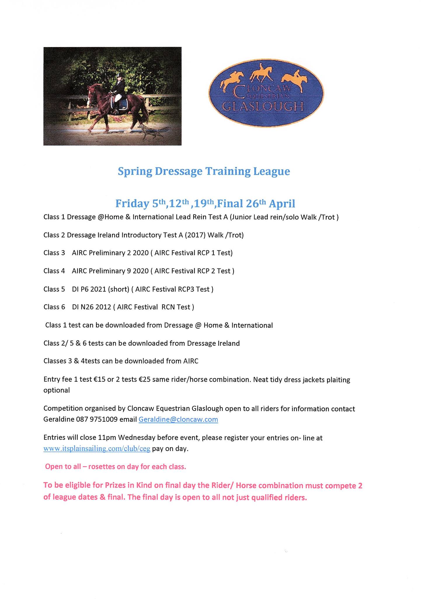 Spring Dressage Training League – Cloncaw Equestrian
